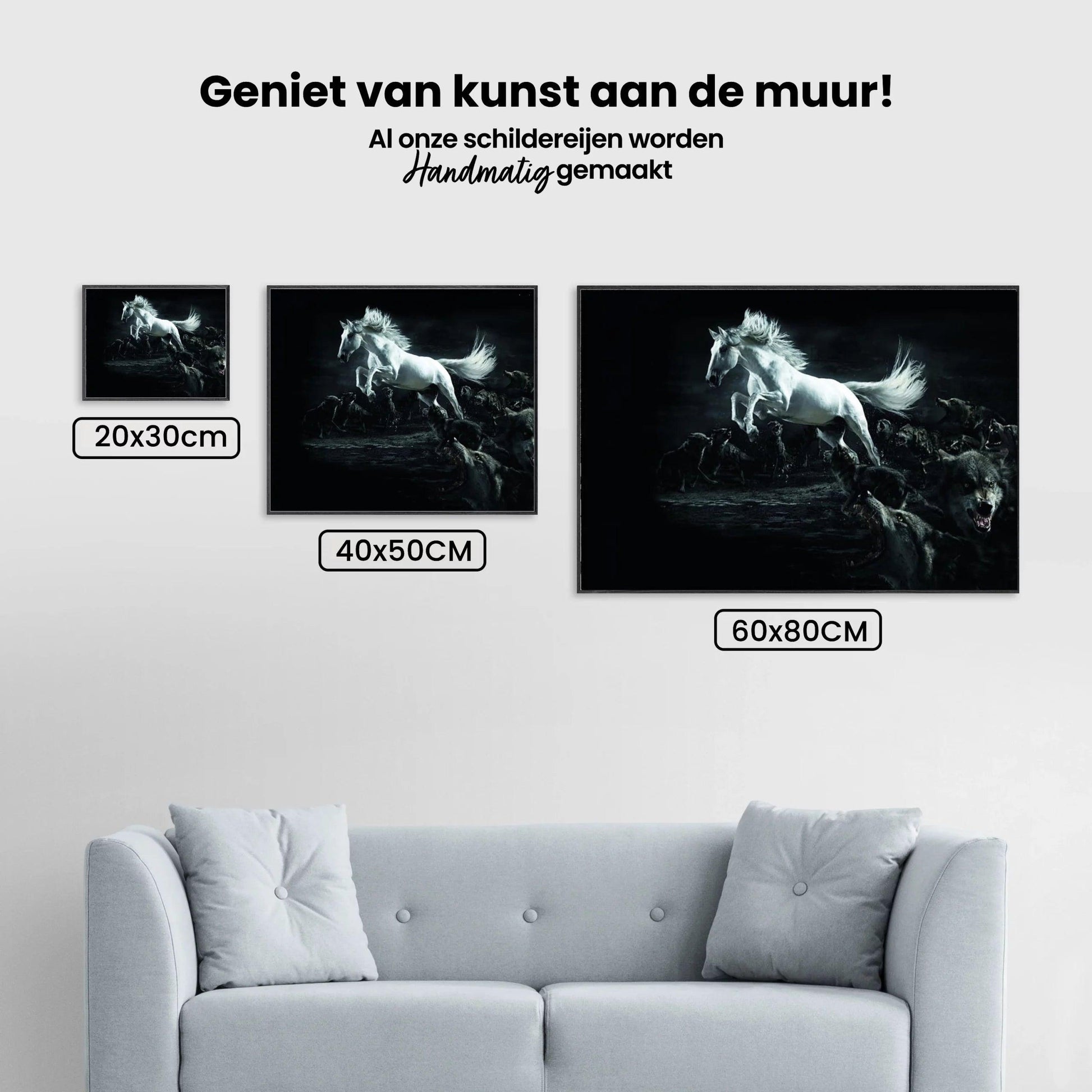 Diamond Painting Wit paard en wolven - SEOS Shop ®