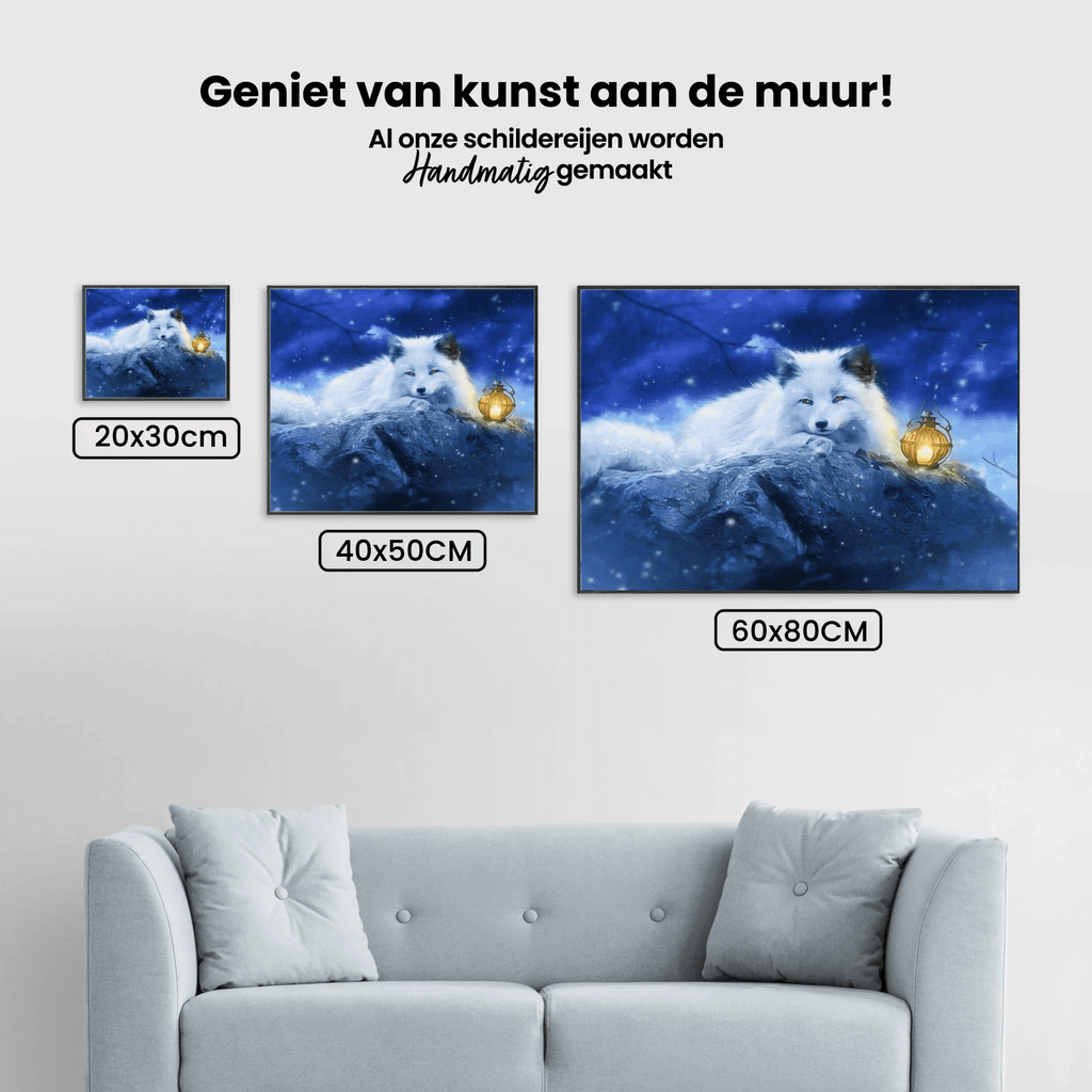 Diamond Painting Witte Vos met lampje – SEOS Shop ®