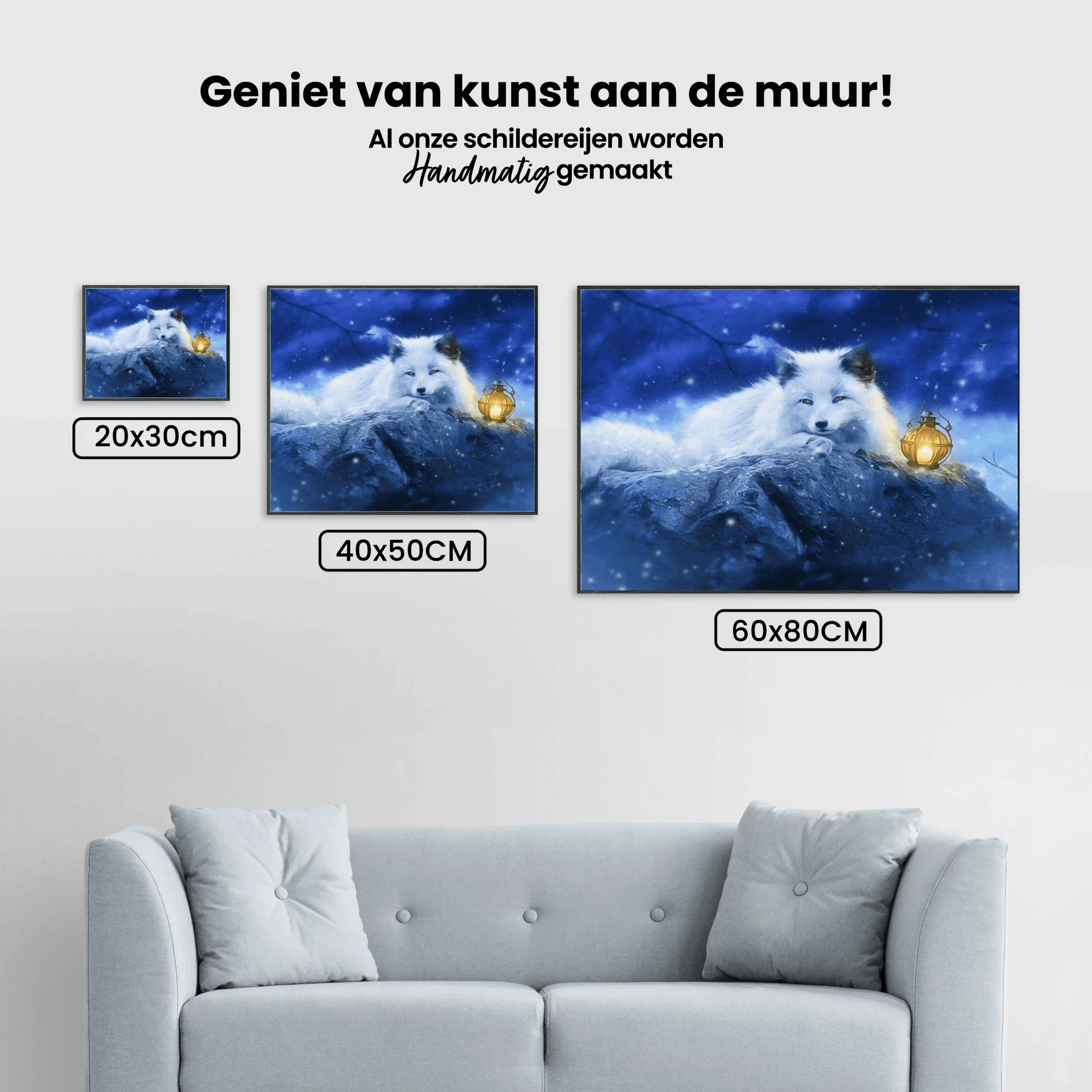 Diamond Painting Witte Vos met lampje – SEOS Shop ®