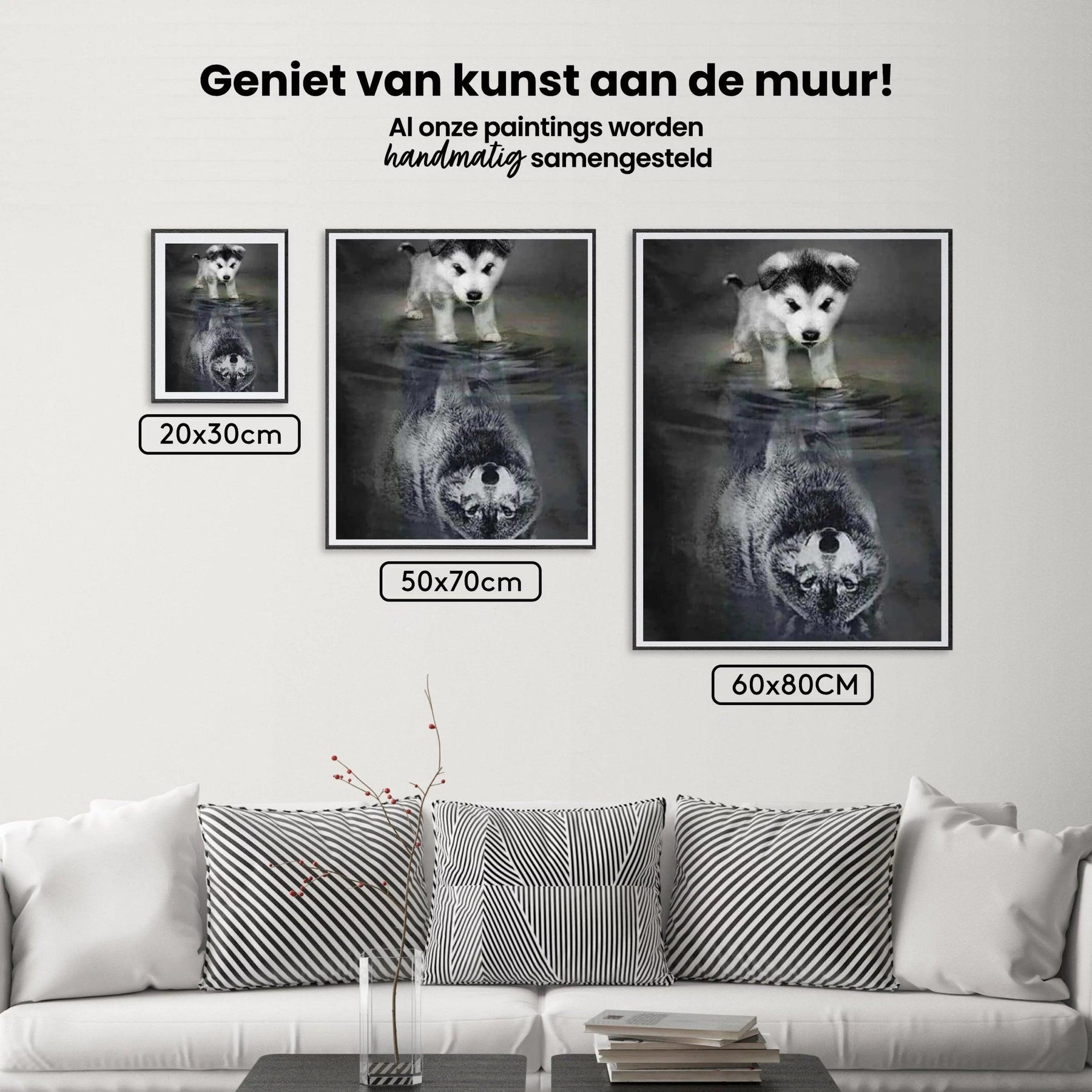 Diamond Painting Wolven Welpje in spiegelbeeld – SEOS Shop ®