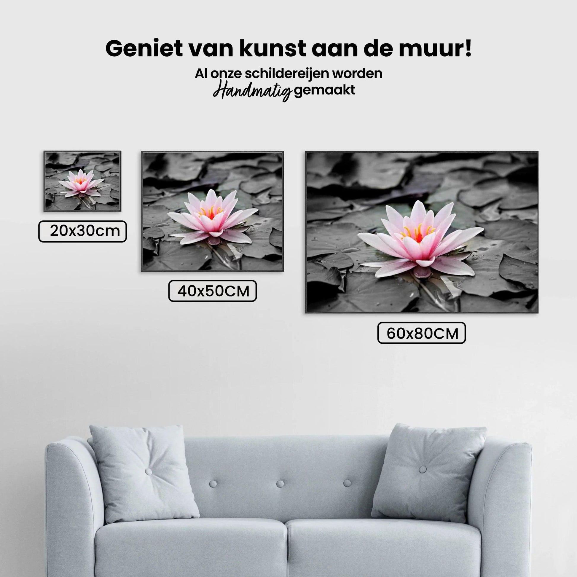 Diamond Painting Zwart Wit foto met Roze water lelie – SEOS Shop ®