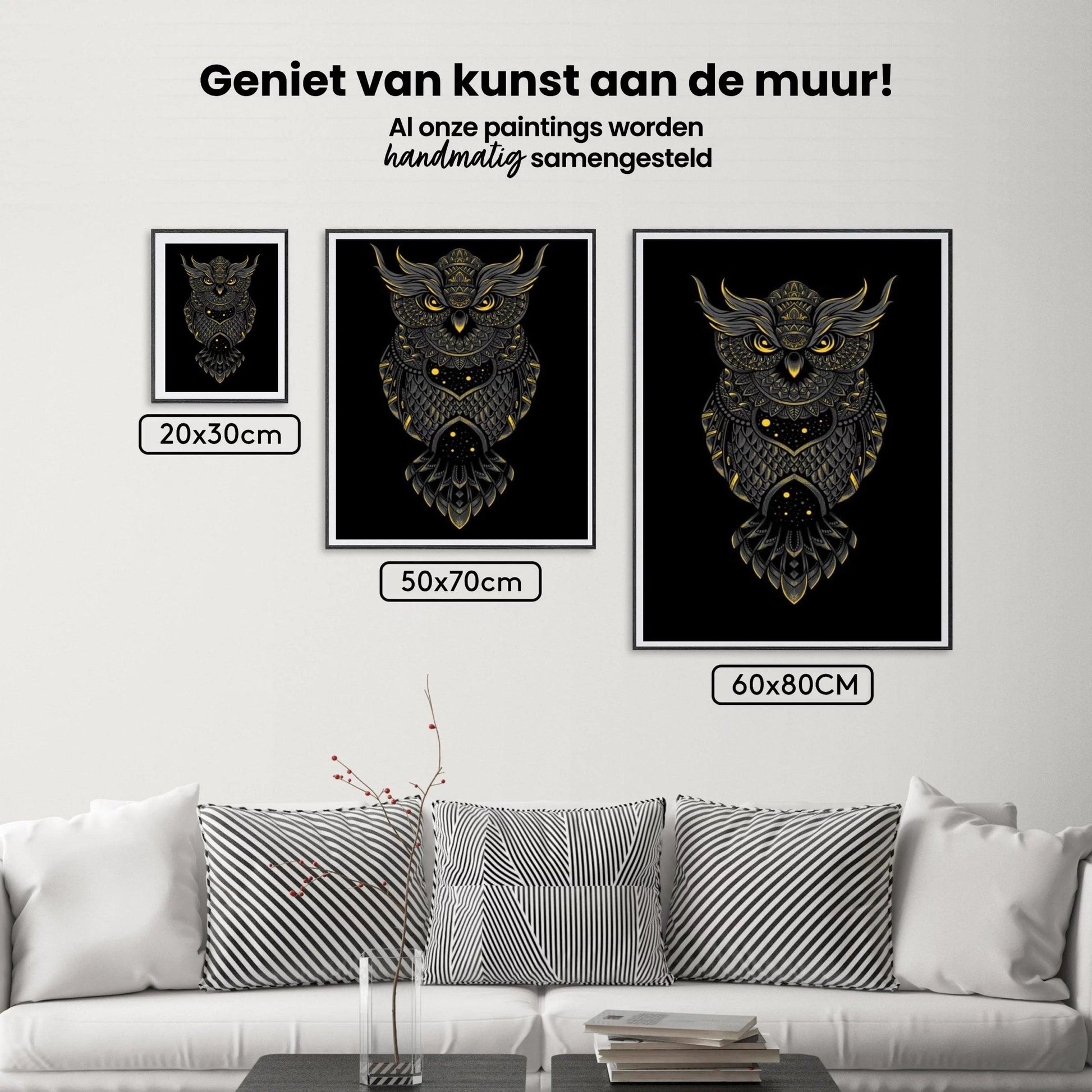 Diamond Painting Zwarte en gele uil - SEOS Shop ®
