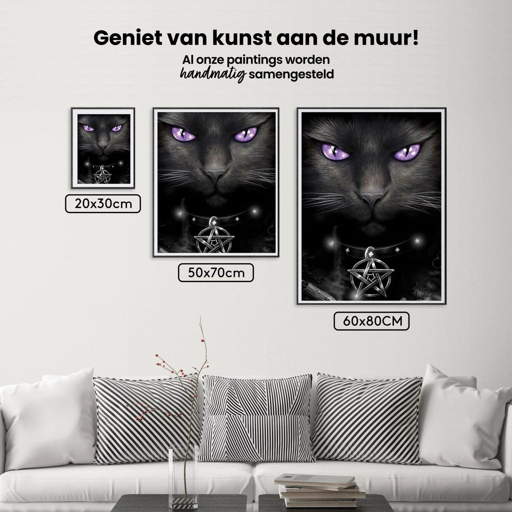 Diamond Painting Zwarte kat en paarse ogen - SEOS Shop ®
