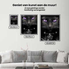 Diamond Painting Zwarte kat en paarse ogen - SEOS Shop ®