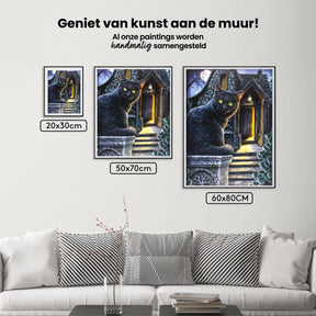 Diamond Painting Zwarte kat met groene ogen - SEOS Shop ®