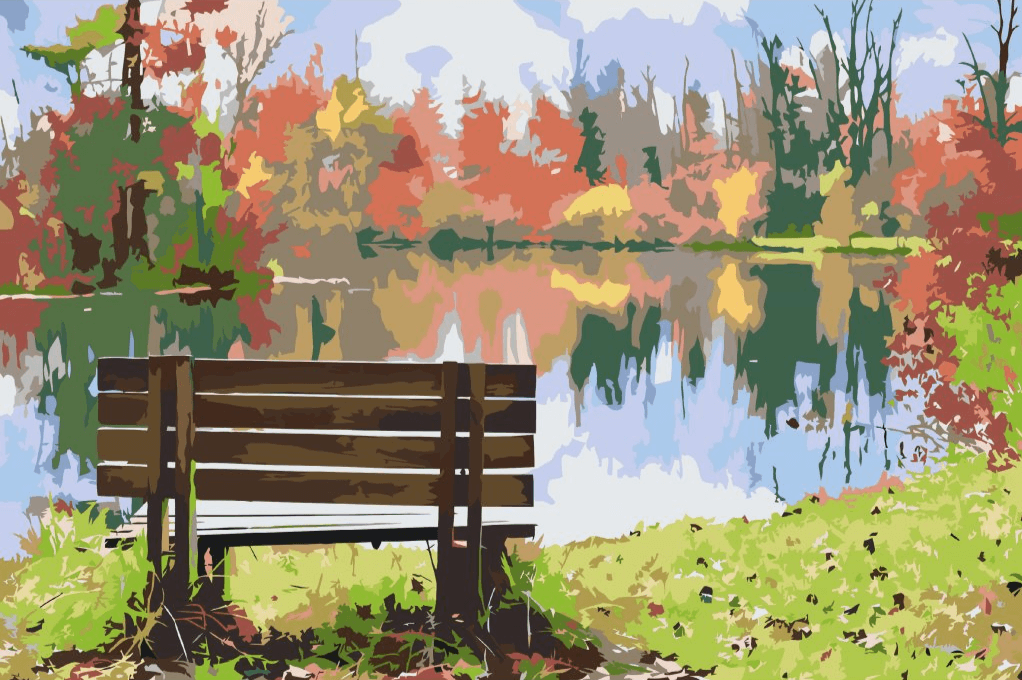 Diamond Painting - Bank bij de vijver - SEOS Shop ®