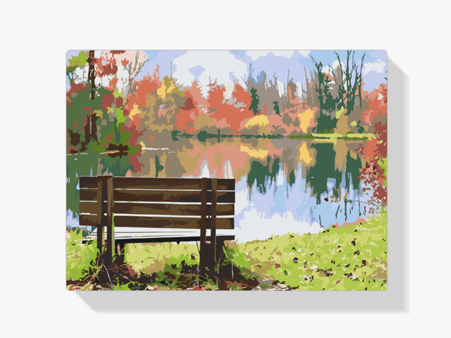 Diamond Painting - Bank bij de vijver - SEOS Shop ®