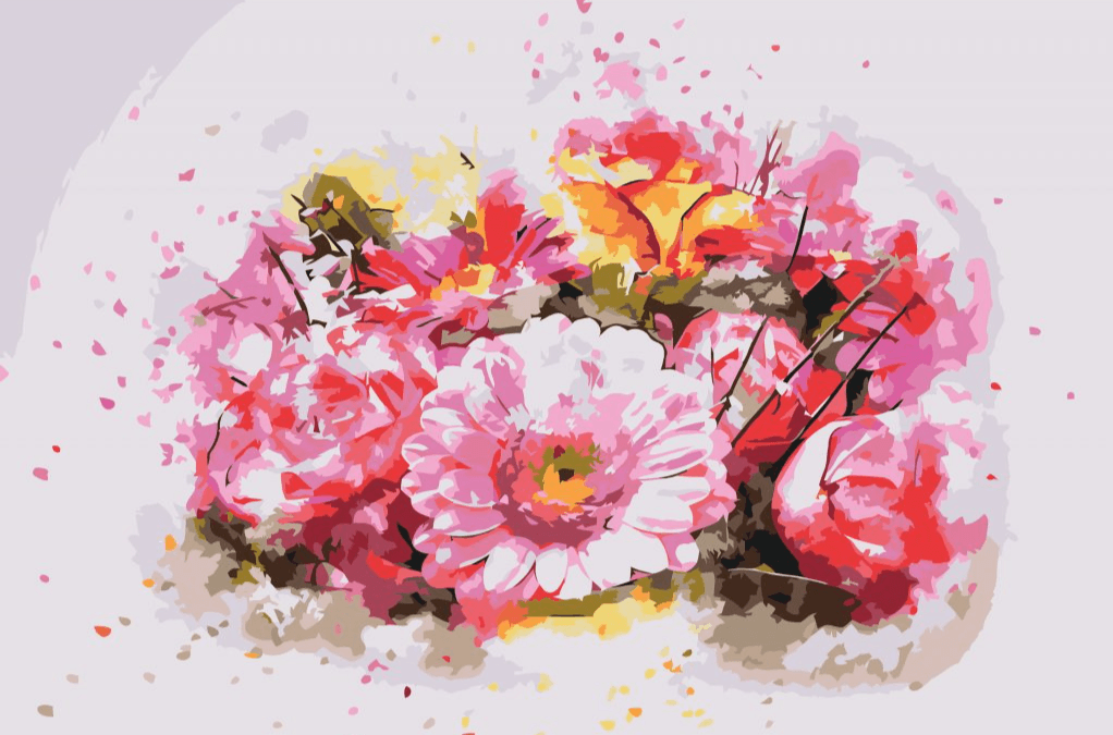 Diamond Painting - Boeket roze bloemen - SEOS Shop ®