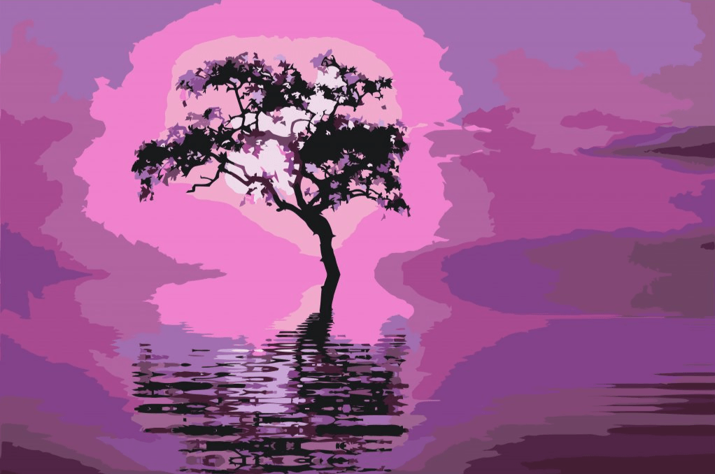 Diamond Painting - Boom in het midden van het meer - SEOS Shop ®