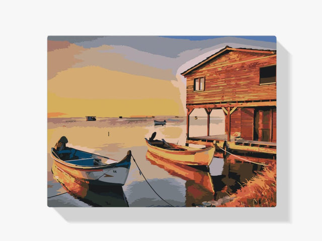 Diamond Painting - Boten en houten hut - SEOS Shop ®