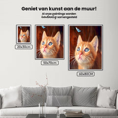 Diamond Painting - Bruine Poes met Blauwe Vlinder - SEOS®