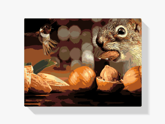 Diamond Painting - Eekhoorn en vogel - SEOS®