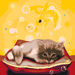 Diamond Painting - Een kat die droomt van een vis - SEOS®