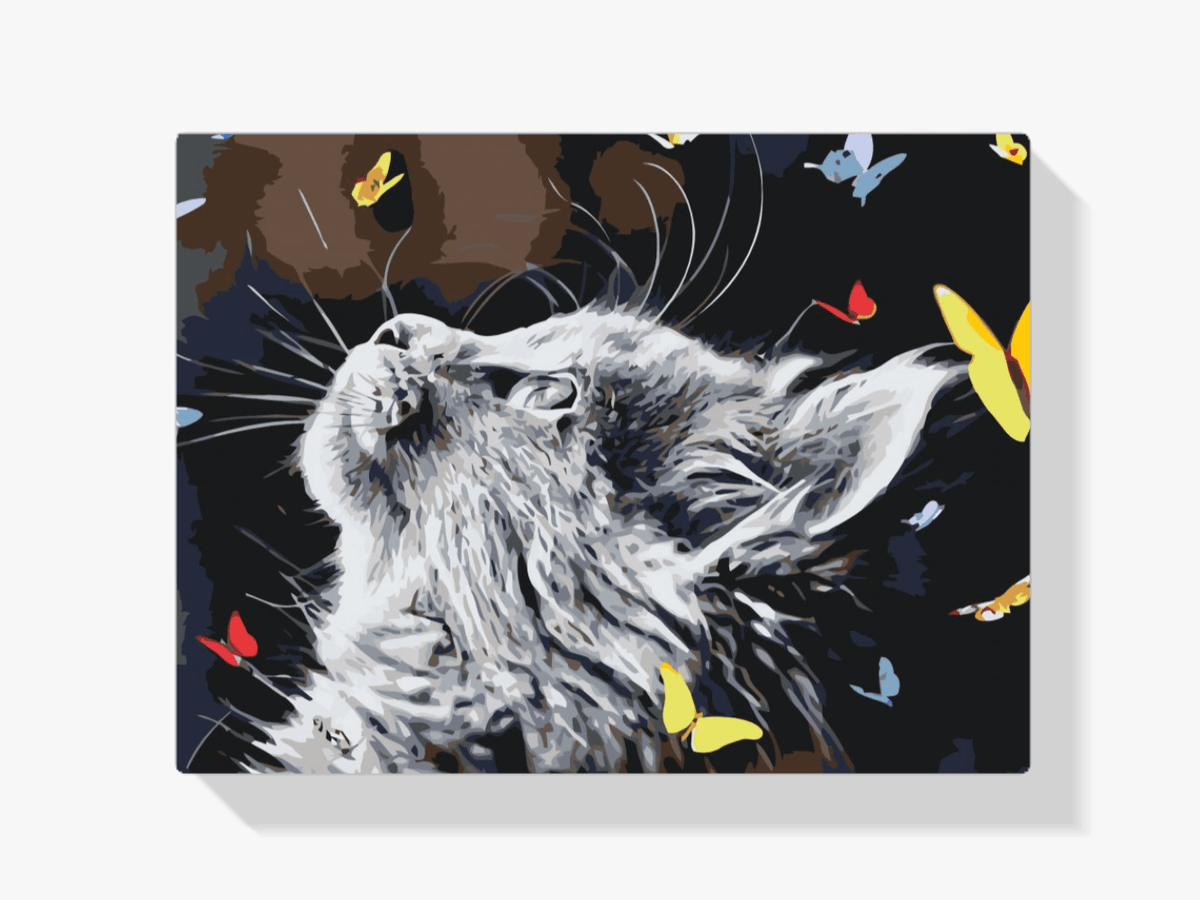 Diamond Painting - Een kat tussen de vlinders - SEOS®