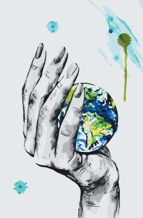 Diamond Painting -  Een planeet in de hand van een vrouw - SEOS Shop ®
