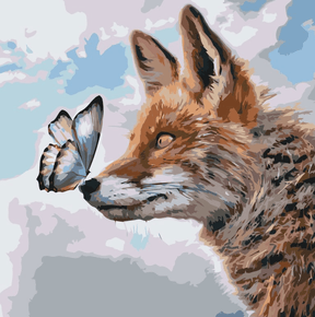 Diamond Painting - Een vos met een vlinder op zijn snuit - SEOS®