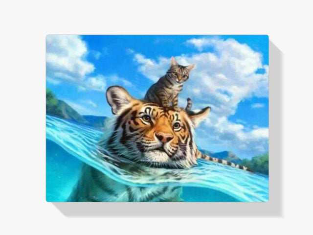 Diamond Painting - Kat en tijger in zee - SEOS®