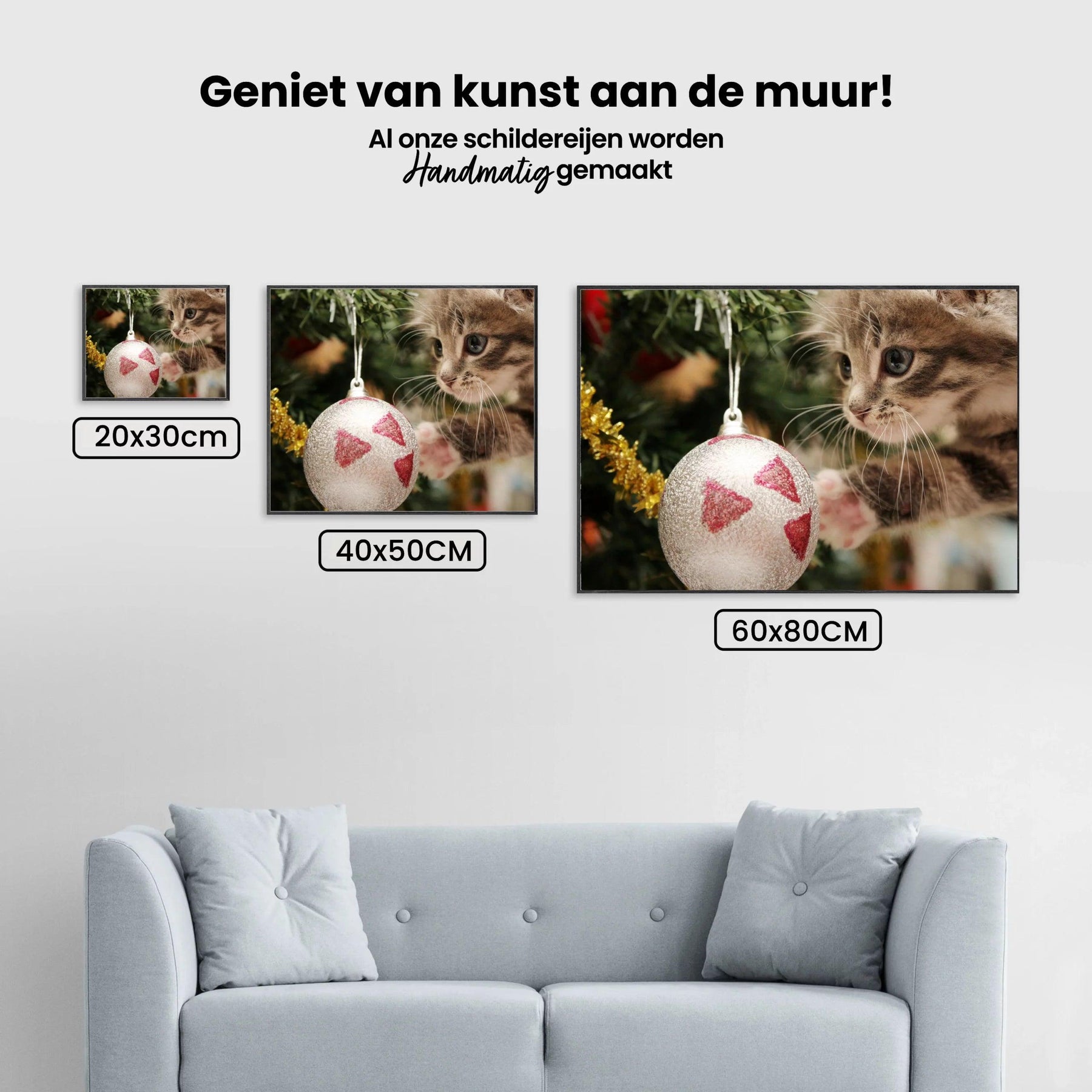 Diamond Painting - Kat met kerstbal - SEOS®