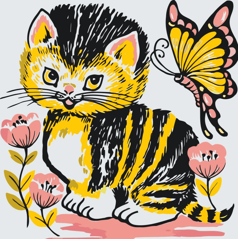 Diamond Painting - Kat met vlinder - SEOS®