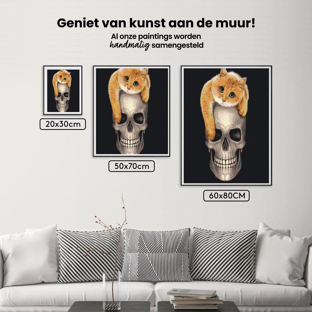Diamond Painting - Kat op de schedel - SEOS®