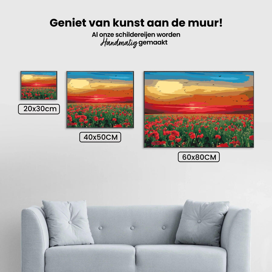 Diamond Painting - Klaprozenveld bij zonsondergang - SEOS Shop ®