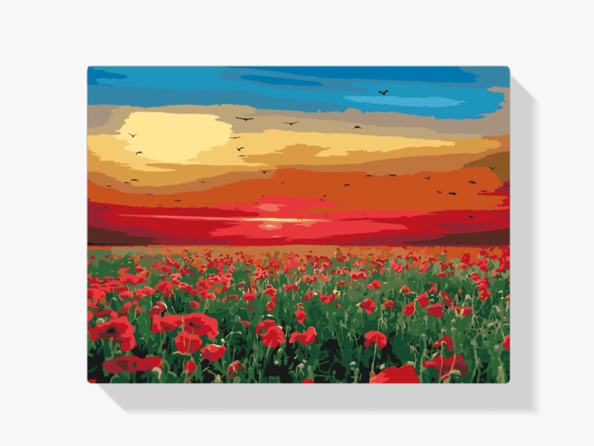 Diamond Painting - Klaprozenveld bij zonsondergang - SEOS Shop ®