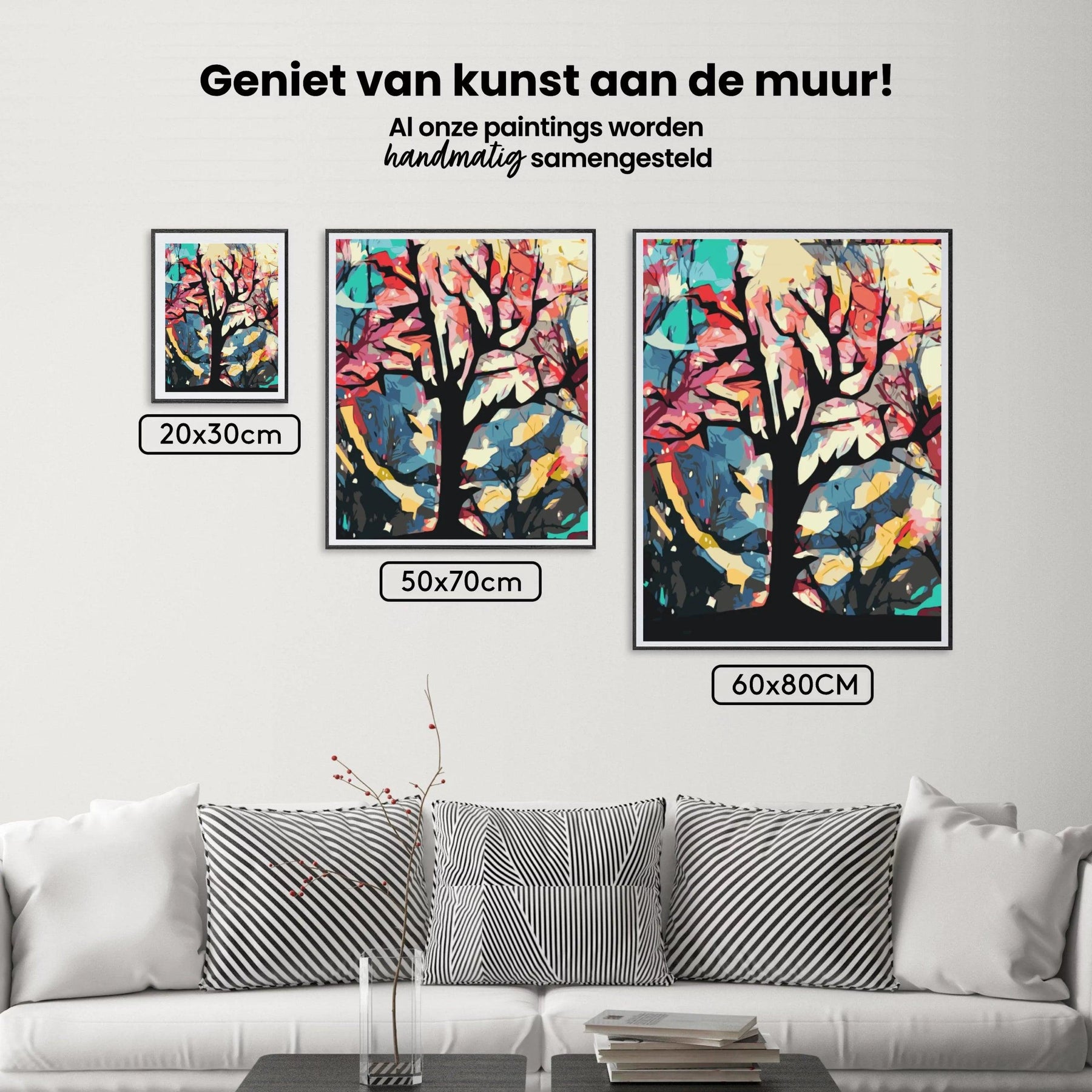 Diamond Painting - Kleurrijke achtergrond achter de boom - SEOS Shop ®