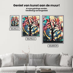Diamond Painting - Kleurrijke achtergrond achter de boom - SEOS Shop ®