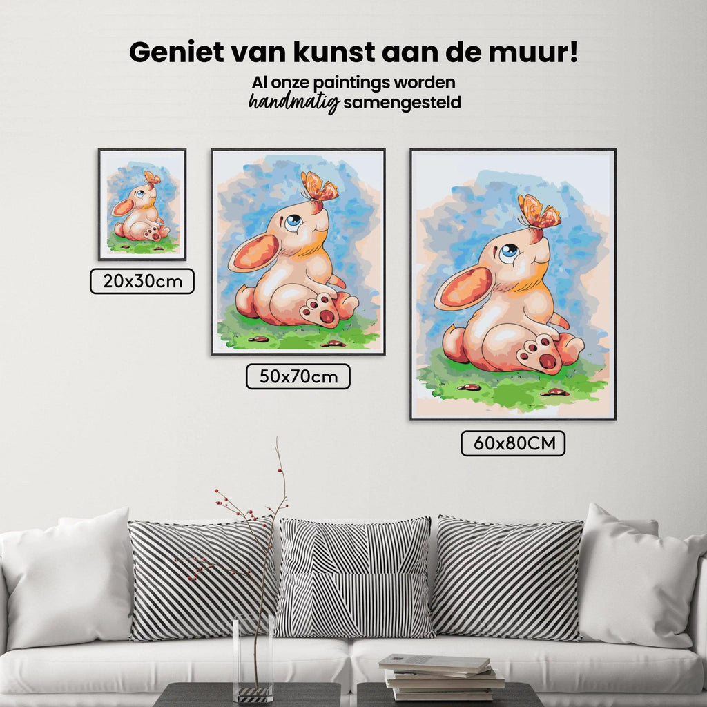 Diamond Painting - Konijn met een vlinder op zijn neus - SEOS®