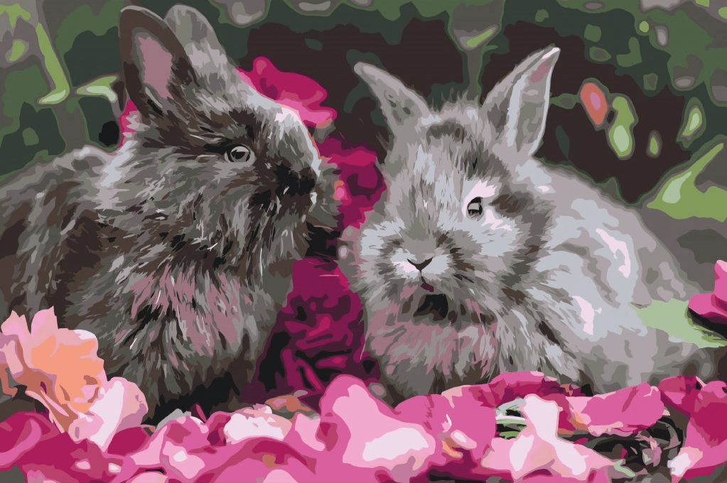 Diamond Painting - Konijnen tussen de bloemen - SEOS®
