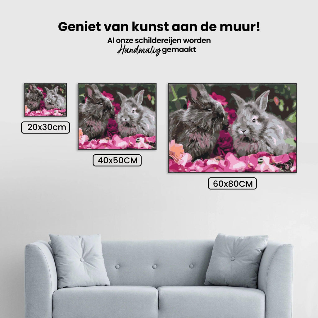 Diamond Painting - Konijnen tussen de bloemen - SEOS®