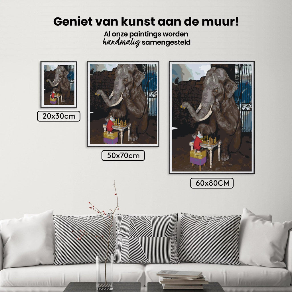 Diamond Painting - Olifant en muis spelen schaak - SEOS®