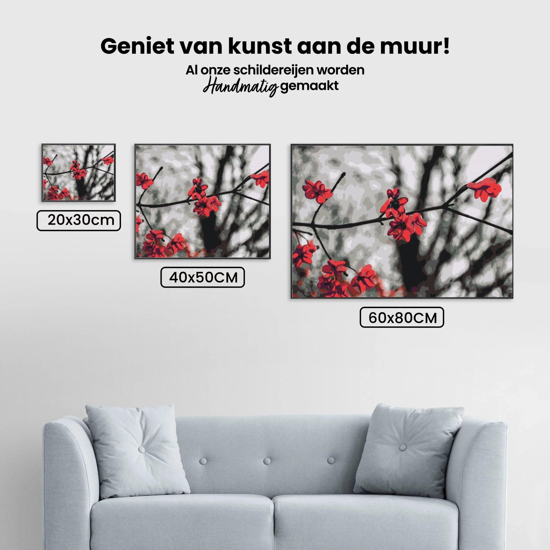 Diamond Painting - Rode bloemen aan de boom - SEOS Shop ®