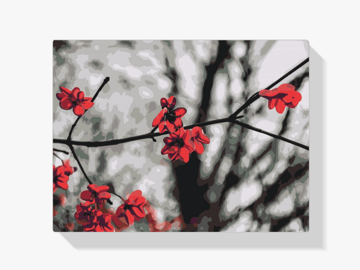 Diamond Painting - Rode bloemen aan de boom - SEOS Shop ®