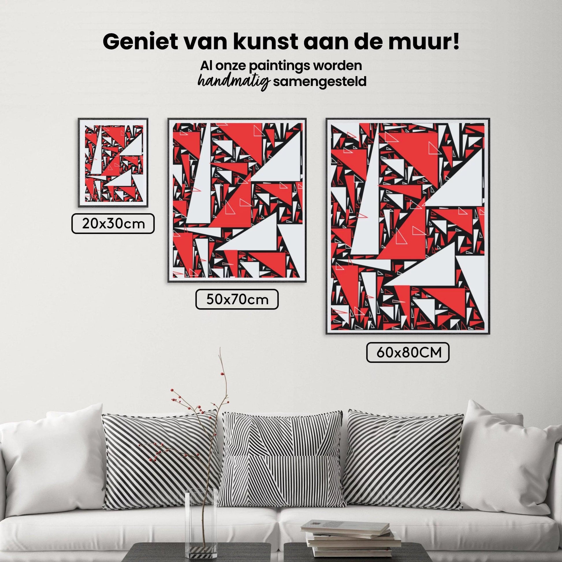 Diamond Painting - Rode en witte driehoeken - SEOS Shop ®