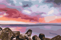 Diamond Painting - Rode zonsondergang over de zee - SEOS Shop ®