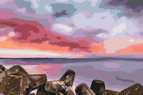 Diamond Painting - Rode zonsondergang over de zee - SEOS Shop ®