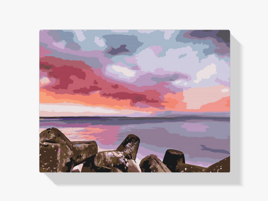 Diamond Painting - Rode zonsondergang over de zee - SEOS Shop ®