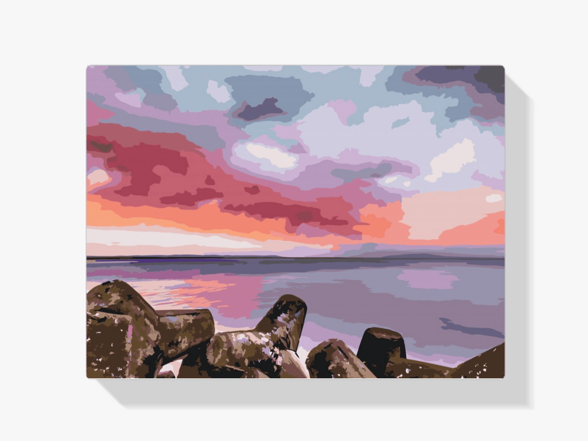 Diamond Painting - Rode zonsondergang over de zee - SEOS Shop ®