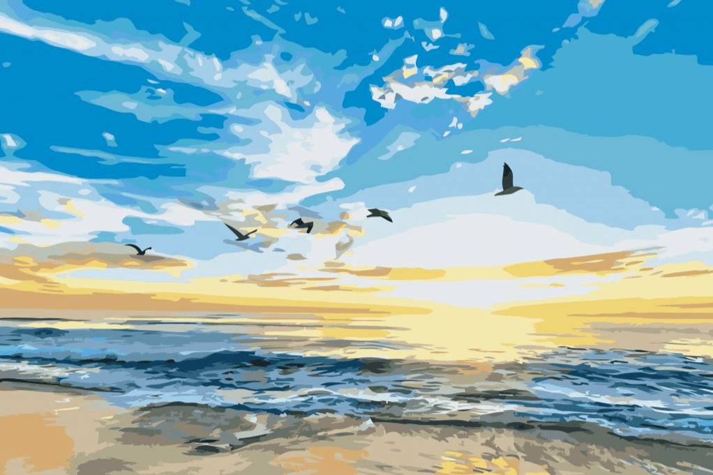 Diamond Painting - Vogels die over de zee vliegen - SEOS Shop ®