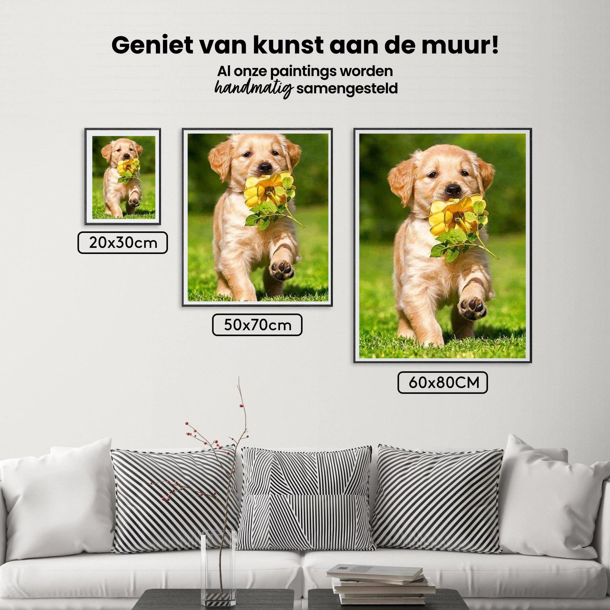 Diamond painting Labrador puppy met een bloem - Volledig - SEOS Shop®