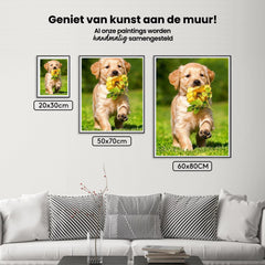 Diamond painting Labrador puppy met een bloem - Volledig - SEOS Shop®