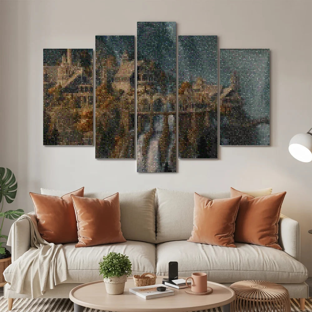 Diamond Painting Afgelegen stad 5 luik