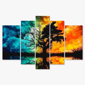Diamond Painting Boom met gekleurde lucht 5 luik - SEOS Shop ®