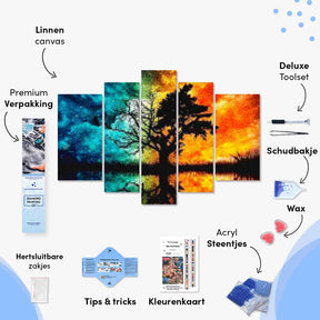 Diamond Painting Boom met gekleurde lucht 5 luik - SEOS Shop ®
