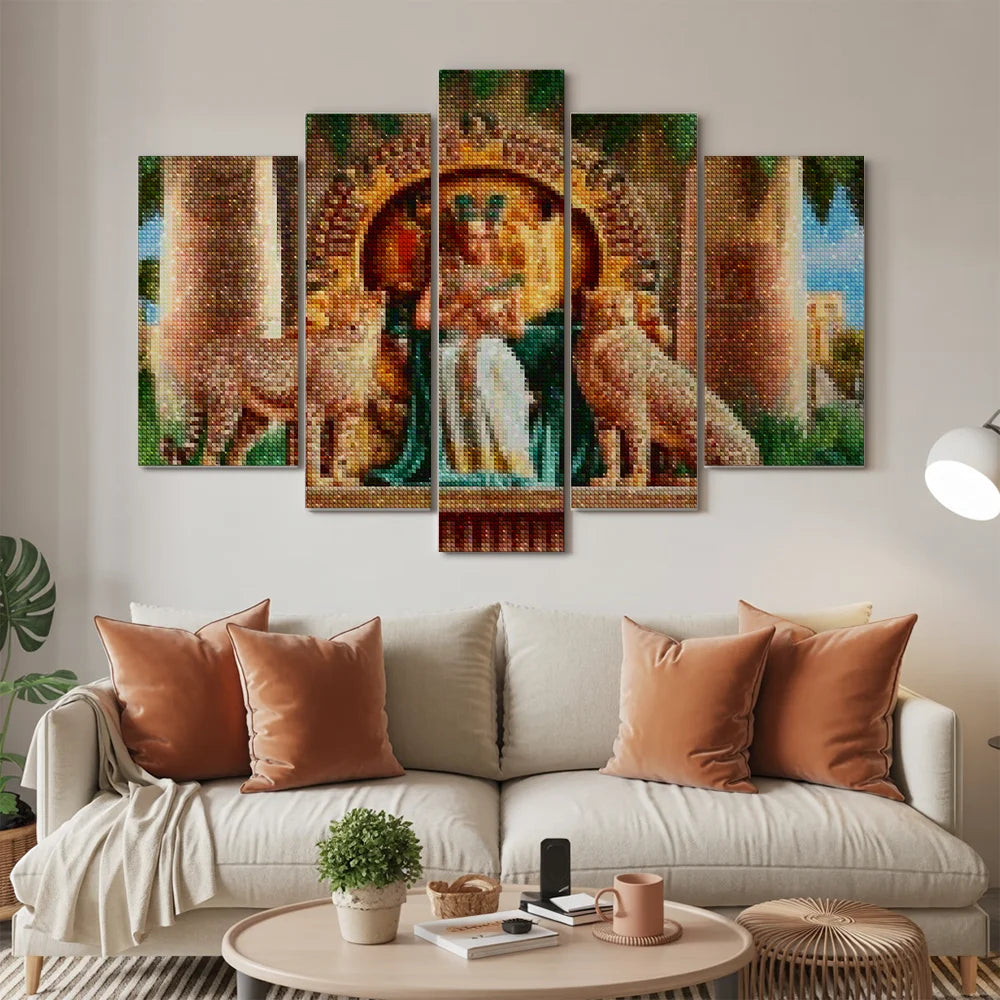 Diamond Painting Cleopatra met luipaarden 5 luik - SEOS Shop ®