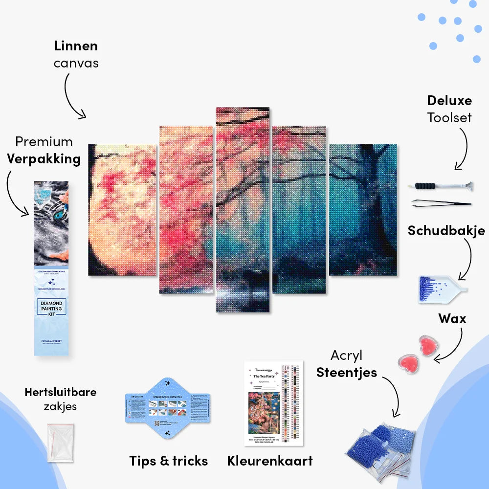 Diamond Painting Gekleurd bos in de ochtend 5 luik - SEOS Shop ®