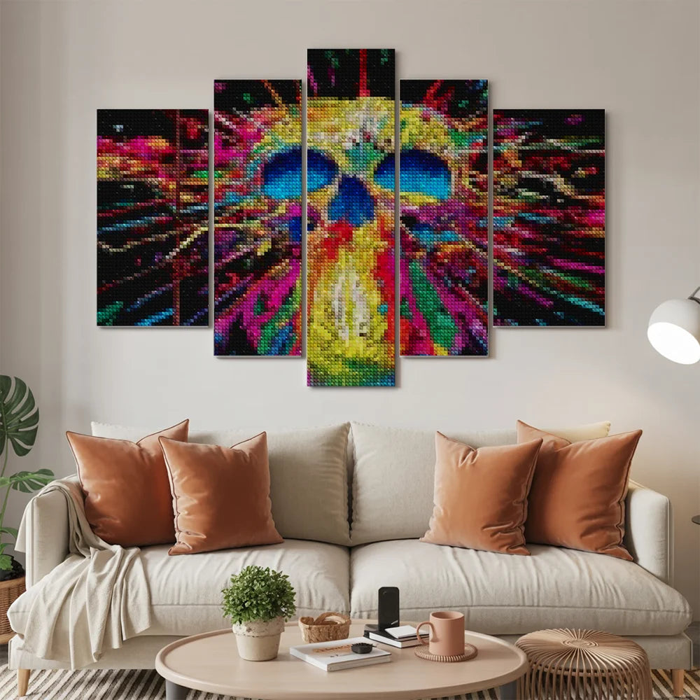 Diamond Painting Gekleurd doodshoofd 5 luik - SEOS Shop ®