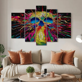 Diamond Painting Gekleurd doodshoofd 5 luik - SEOS Shop ®