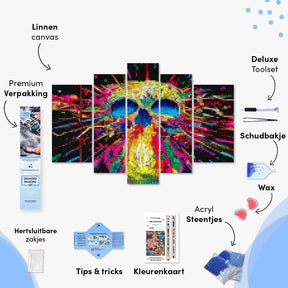 Diamond Painting Gekleurd doodshoofd 5 luik - SEOS Shop ®